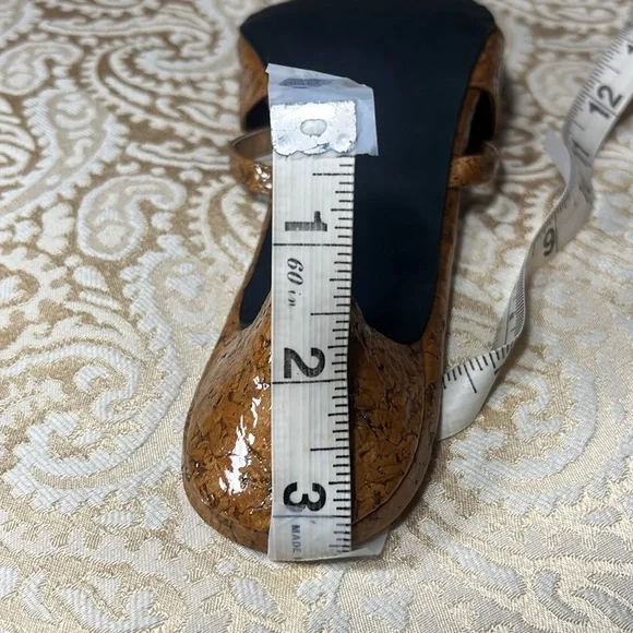 Andiamo Women's Patent Cork Slip On Strappy Heels Wrap Sandals Open Back, Brown - Picture 9 of 9